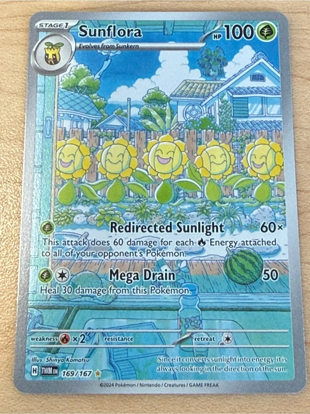 Sunflora Pokémon Holographic Trading Card - Yellow & Green